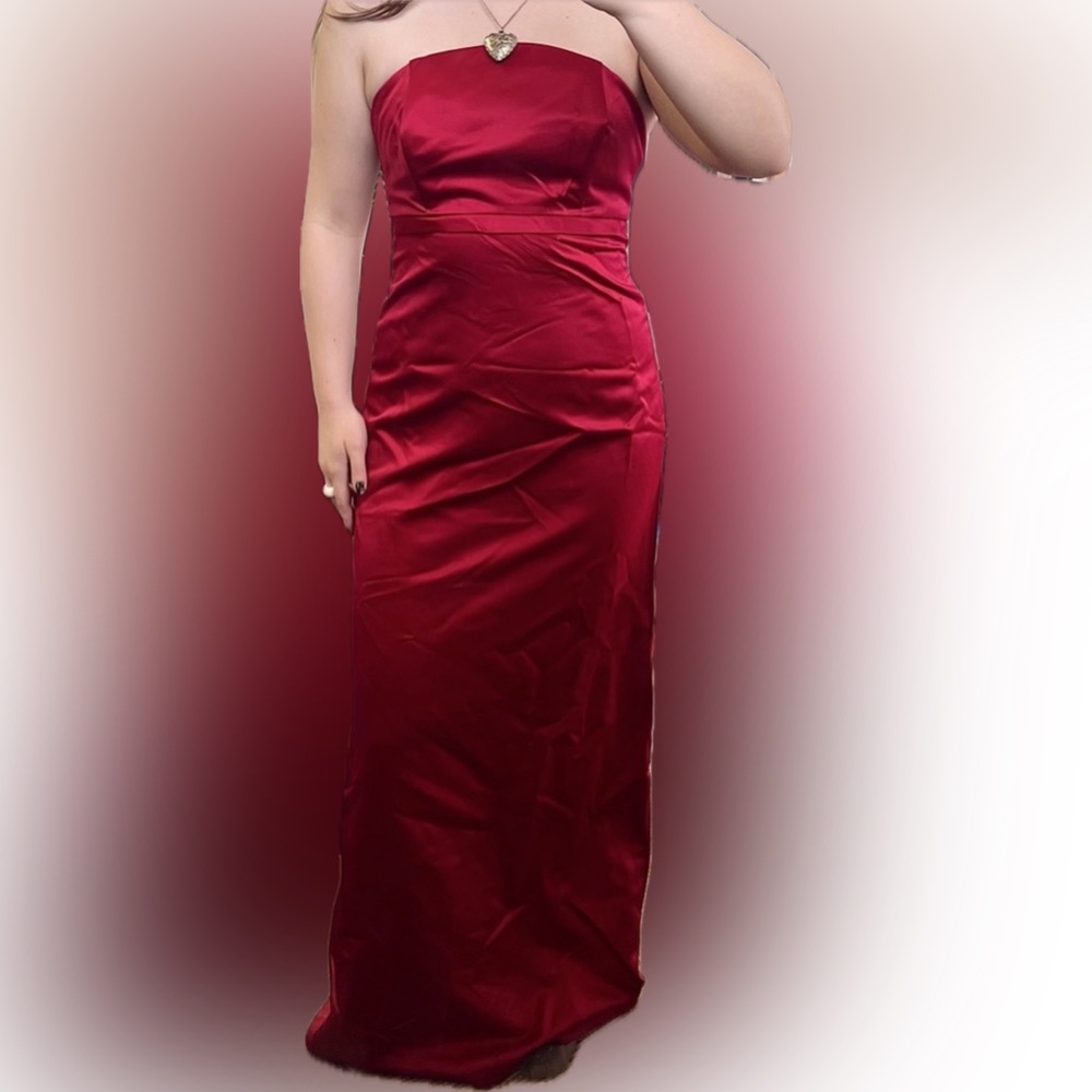 Vintage Impression Red Satin Strapless Dress, Size 12, Great Condition